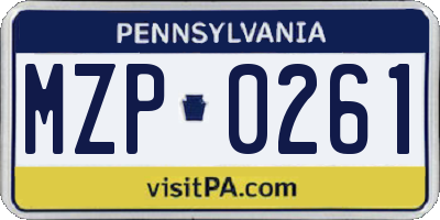 PA license plate MZP0261