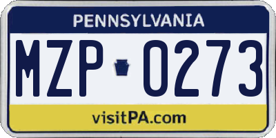 PA license plate MZP0273