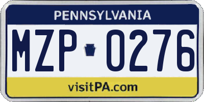 PA license plate MZP0276