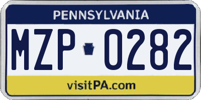 PA license plate MZP0282