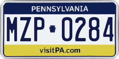 PA license plate MZP0284