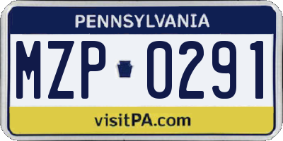 PA license plate MZP0291