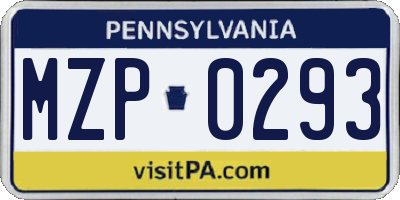 PA license plate MZP0293