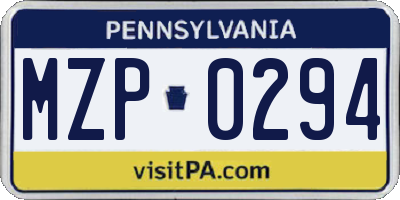 PA license plate MZP0294