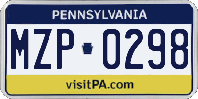 PA license plate MZP0298