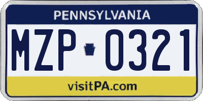 PA license plate MZP0321
