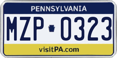 PA license plate MZP0323