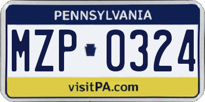 PA license plate MZP0324