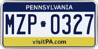 PA license plate MZP0327