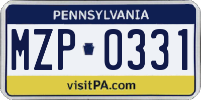 PA license plate MZP0331