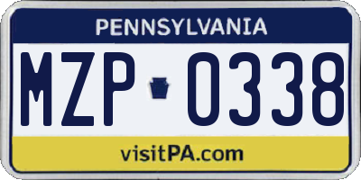 PA license plate MZP0338