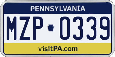 PA license plate MZP0339