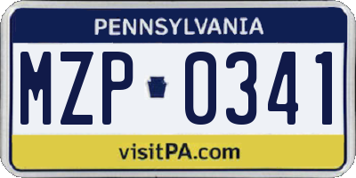 PA license plate MZP0341