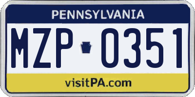 PA license plate MZP0351