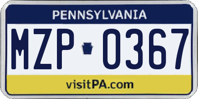 PA license plate MZP0367
