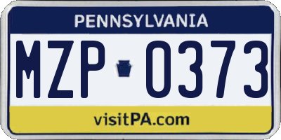 PA license plate MZP0373