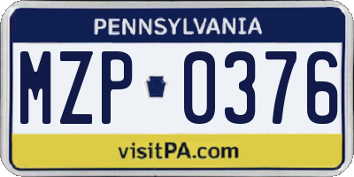 PA license plate MZP0376