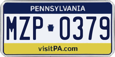 PA license plate MZP0379