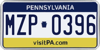 PA license plate MZP0396