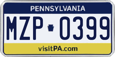 PA license plate MZP0399