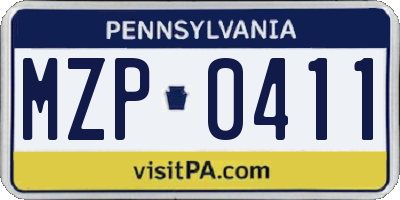 PA license plate MZP0411