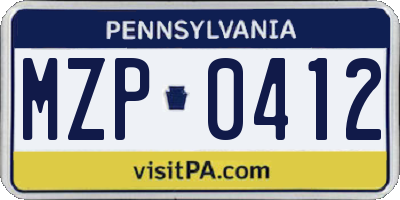 PA license plate MZP0412
