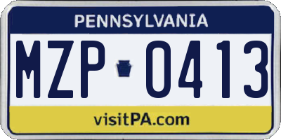 PA license plate MZP0413