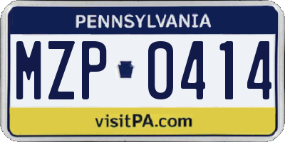 PA license plate MZP0414