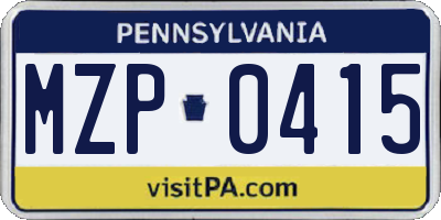 PA license plate MZP0415