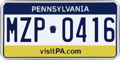 PA license plate MZP0416
