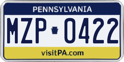PA license plate MZP0422