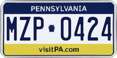 PA license plate MZP0424