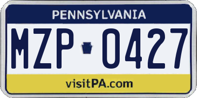 PA license plate MZP0427