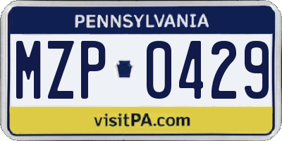 PA license plate MZP0429