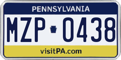 PA license plate MZP0438