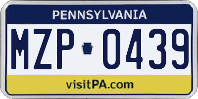 PA license plate MZP0439