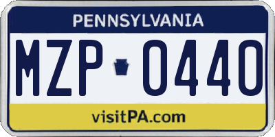 PA license plate MZP0440