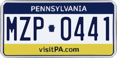 PA license plate MZP0441