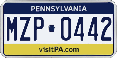 PA license plate MZP0442