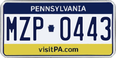 PA license plate MZP0443