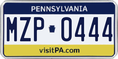 PA license plate MZP0444