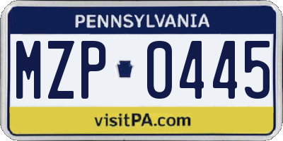 PA license plate MZP0445