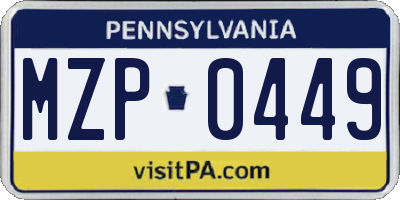 PA license plate MZP0449