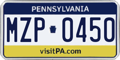 PA license plate MZP0450