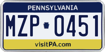 PA license plate MZP0451