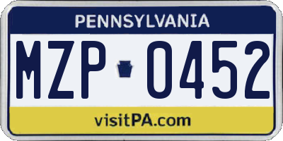 PA license plate MZP0452