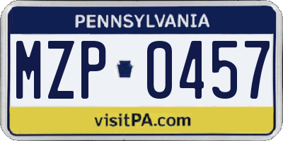 PA license plate MZP0457