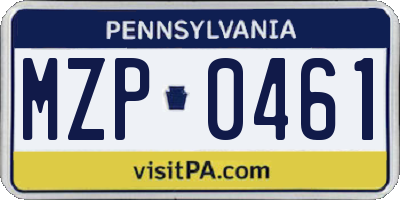 PA license plate MZP0461