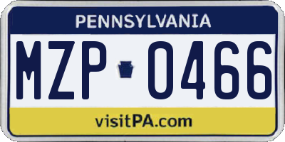 PA license plate MZP0466