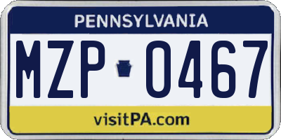 PA license plate MZP0467